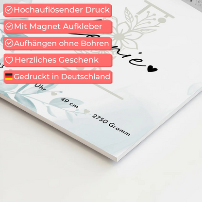 Magnetposter zur Geburt - Baby-Fotocollage mit Geburtsdaten (Schwarz-Weiß) 4