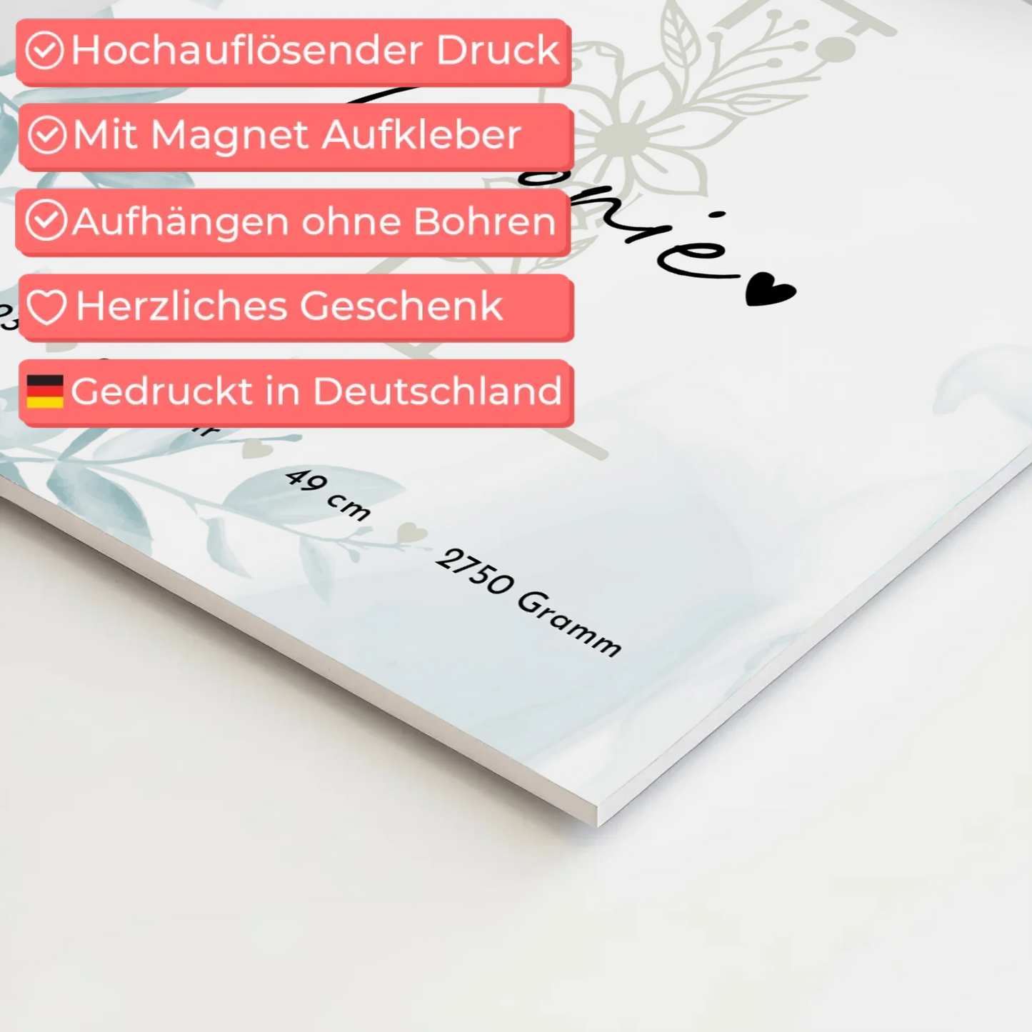 Magnetposter zur Geburt - Baby-Fotocollage mit Geburtsdaten (Schwarz-Weiß) 10