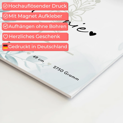 Magnetposter zur Geburt - Baby-Fotocollage mit Geburtsdaten (Schwarz-Weiß)