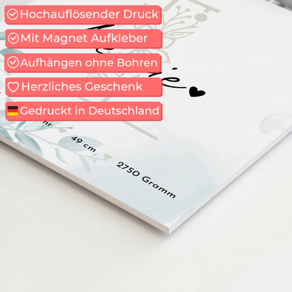 Magnetposter zur Geburt - Baby-Fotocollage mit Geburtsdaten (Schwarz-Weiß)