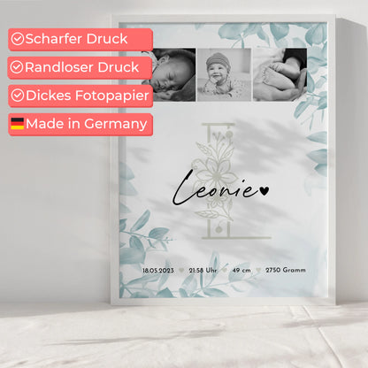 Poster Geburtsdaten Baby Fotocollage Geburtsdaten Black and White personalisiertes Geschenk 6