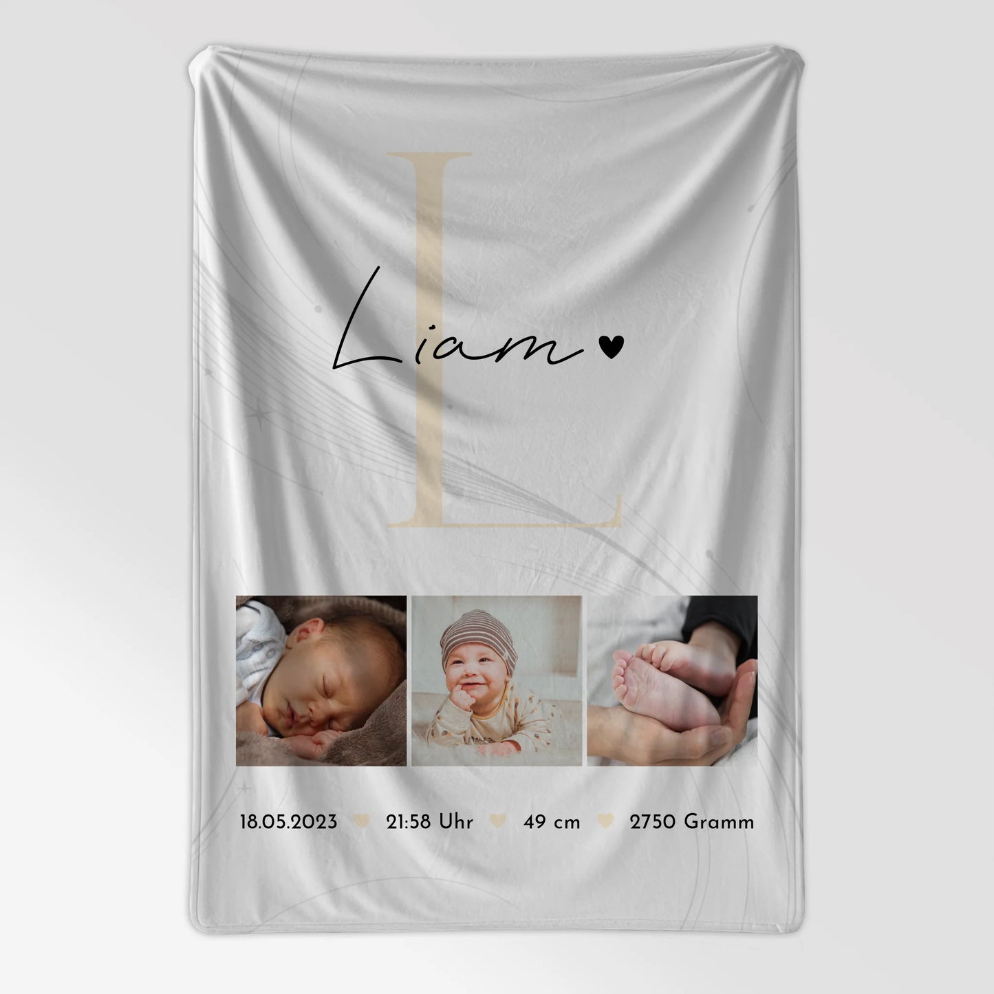 Krabbeldecke Mit Namen Und Geburtsdatum Baby Fotocollage Geburtsdaten Lines Elegance Muster 7