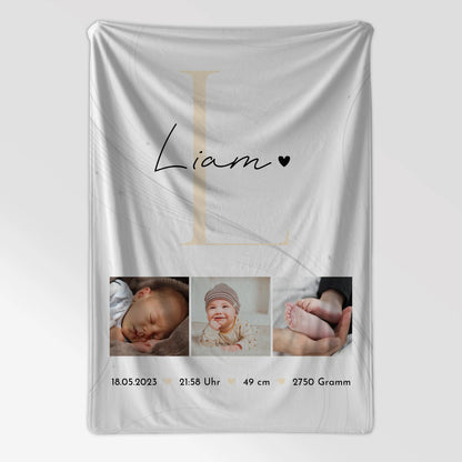 Krabbeldecke Mit Namen Und Geburtsdatum Baby Fotocollage Geburtsdaten Lines Elegance Muster 7