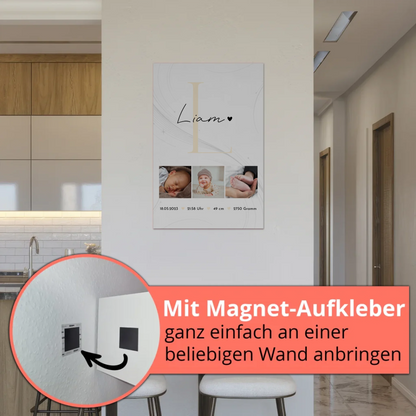 Fotoboard Magnet Poster Geburt Baby Fotocollage Geburtsdaten Lines Elegance Muster 5