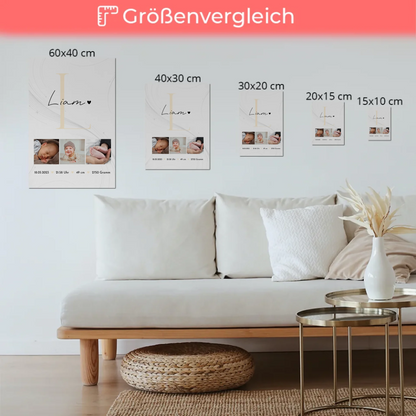 Fotoboard Magnet Poster Geburt Baby Fotocollage Geburtsdaten Lines Elegance Muster
