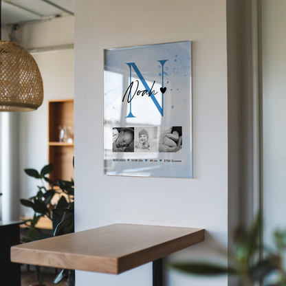 Acrylglas Mit Foto Geburt Baby 7 Fotos Geburtsdaten Black and White 6