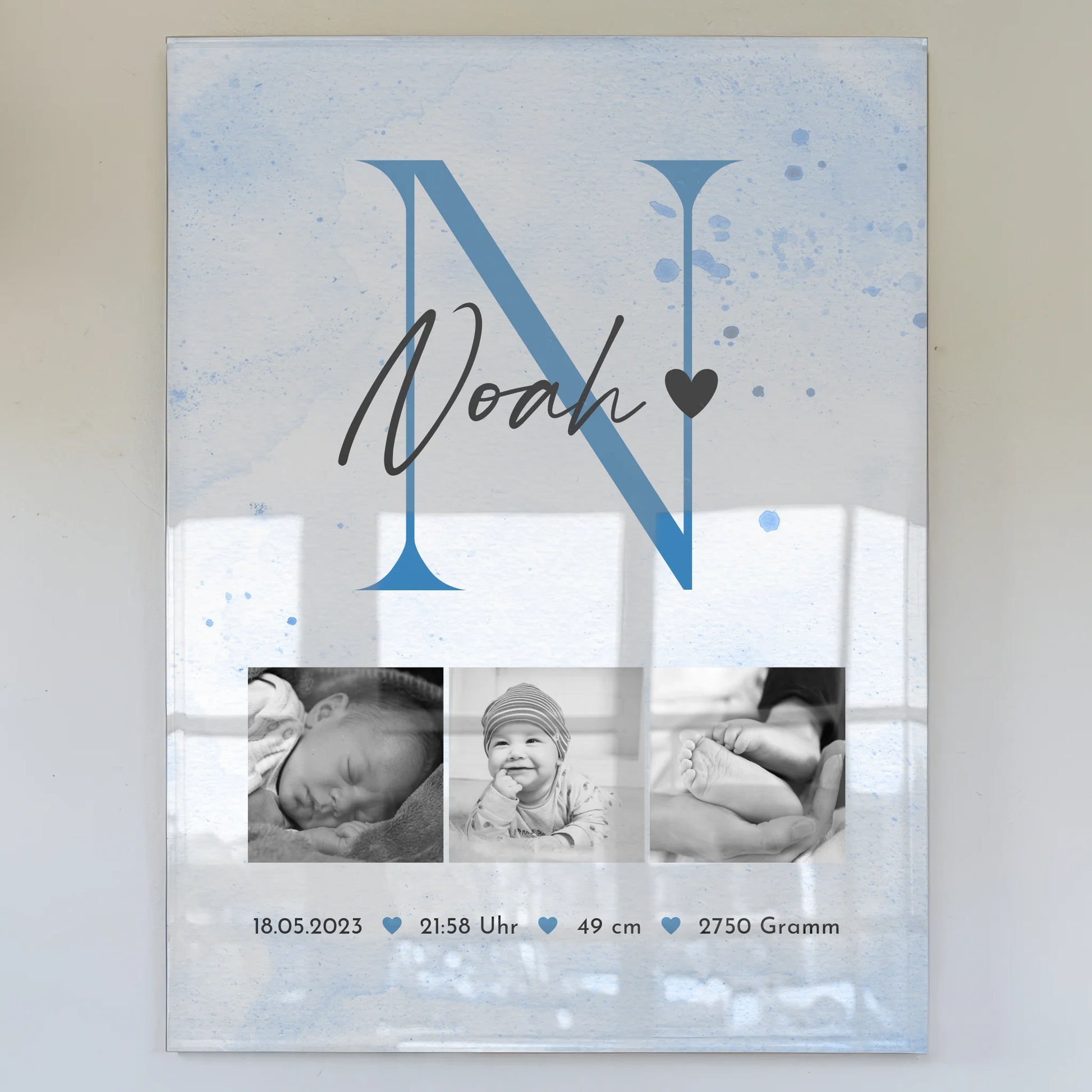 Acrylglas Mit Foto Geburt Baby 7 Fotos Geburtsdaten Black and White 1