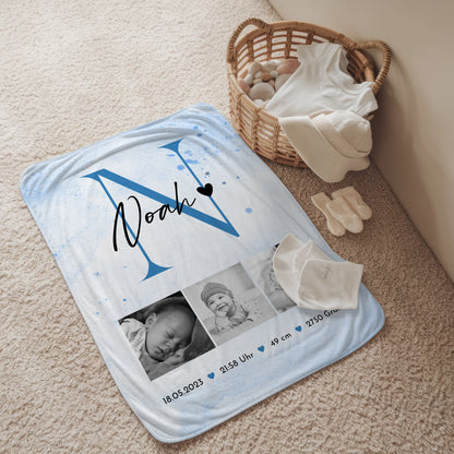 Personalisierte Babydecken Mit Namen Geburt Baby 7 Fotos Geburtsdaten Black White 2