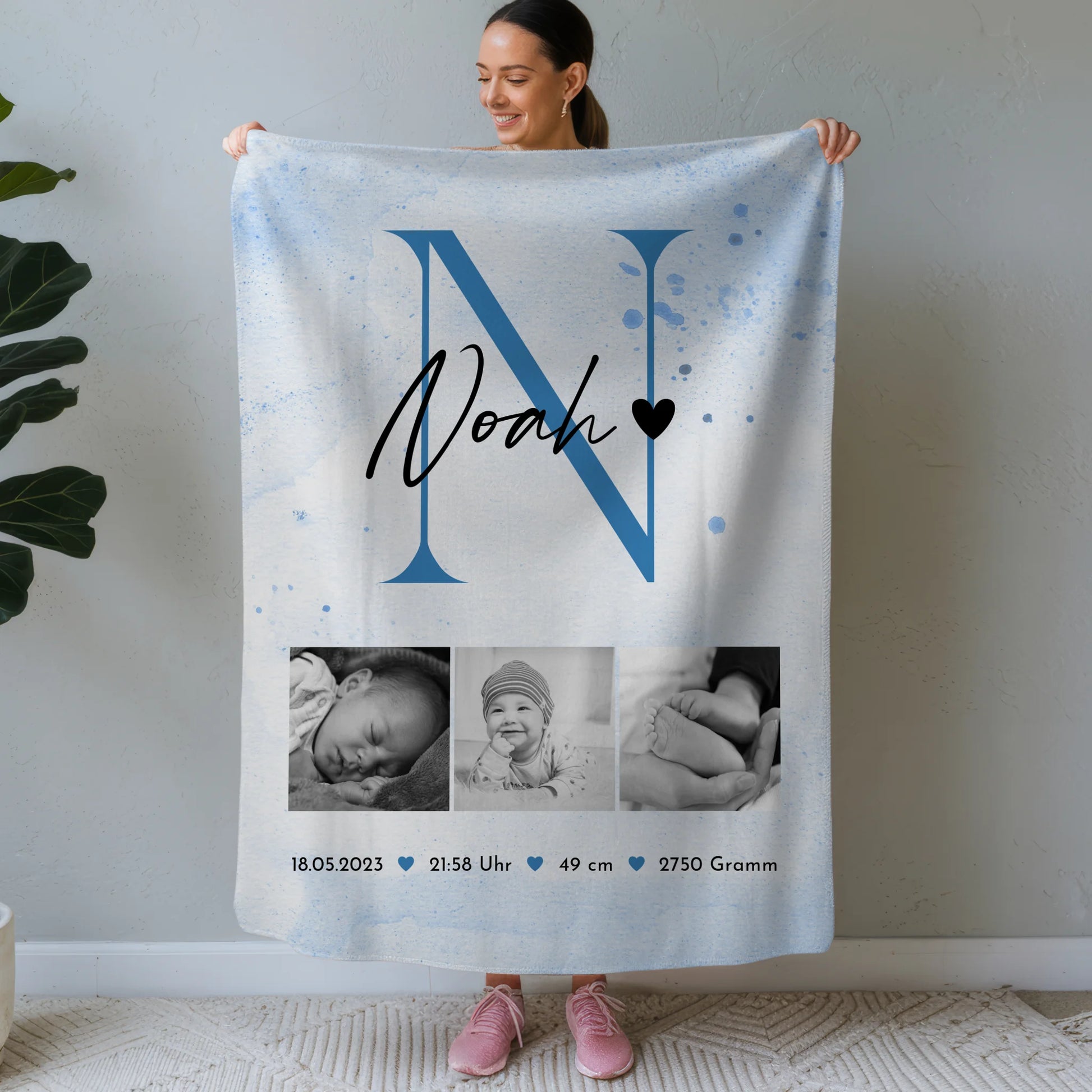 Personalisierte Babydecken Mit Namen Geburt Baby 7 Fotos Geburtsdaten Black White 1