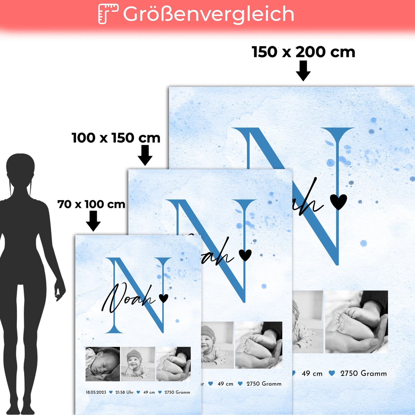 Personalisierte Babydecken Mit Namen Geburt Baby 7 Fotos Geburtsdaten Black White 5