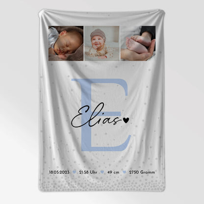 Babydecke Mit Namen zur Geburt Fotocollage mit Geburtsdaten Magic Rain Muster Geschenk 7