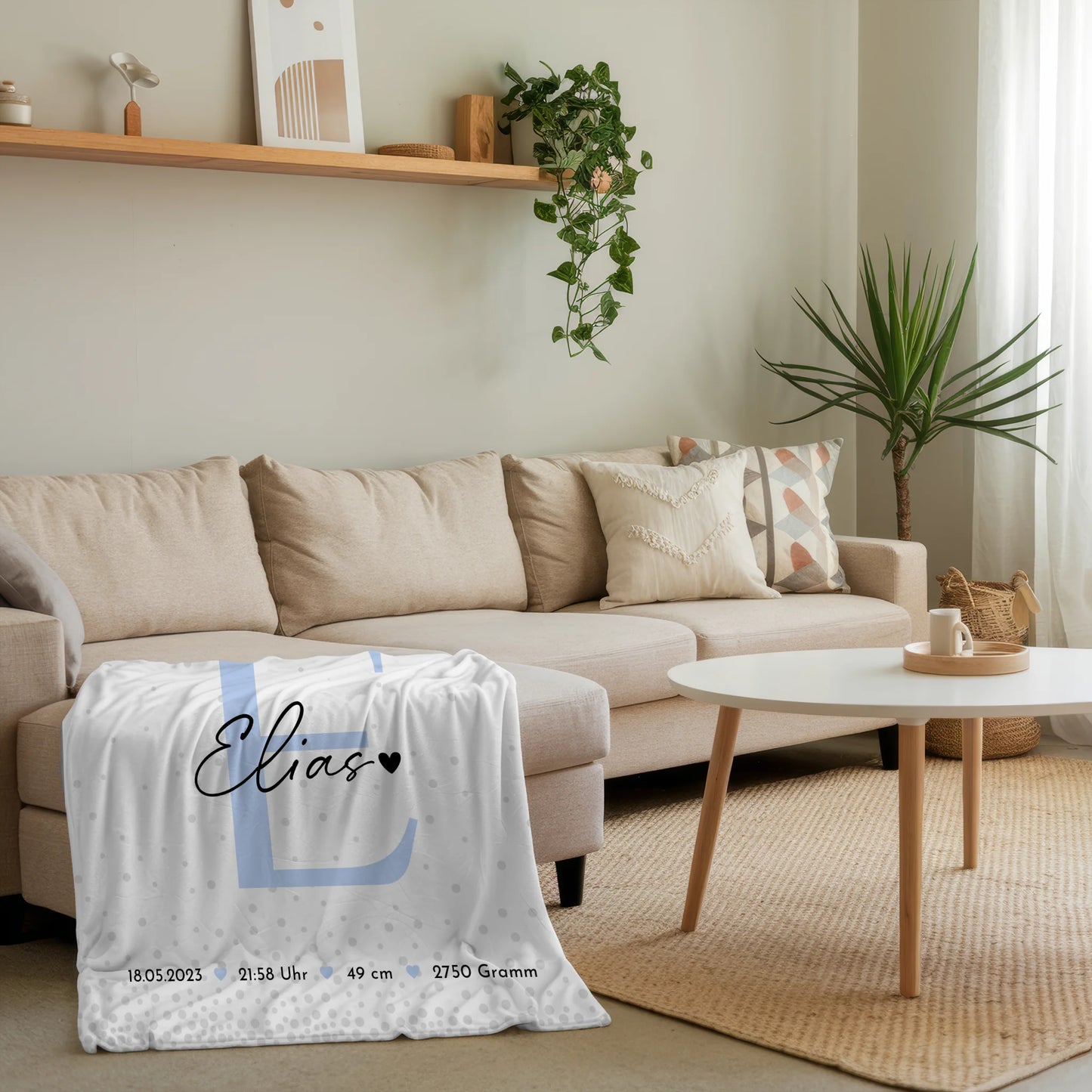 Babydecke Mit Namen zur Geburt Fotocollage mit Geburtsdaten Magic Rain Muster Geschenk 4