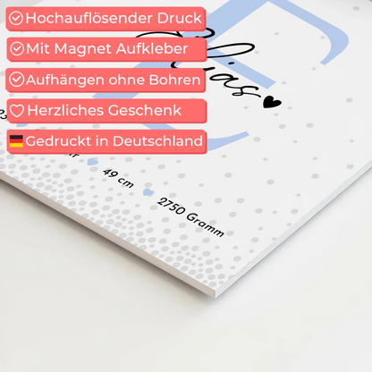 Fotoboard Magnet Poster zur Geburt Baby Fotocollage mit Geburtsdaten Magic Rain Muster 10