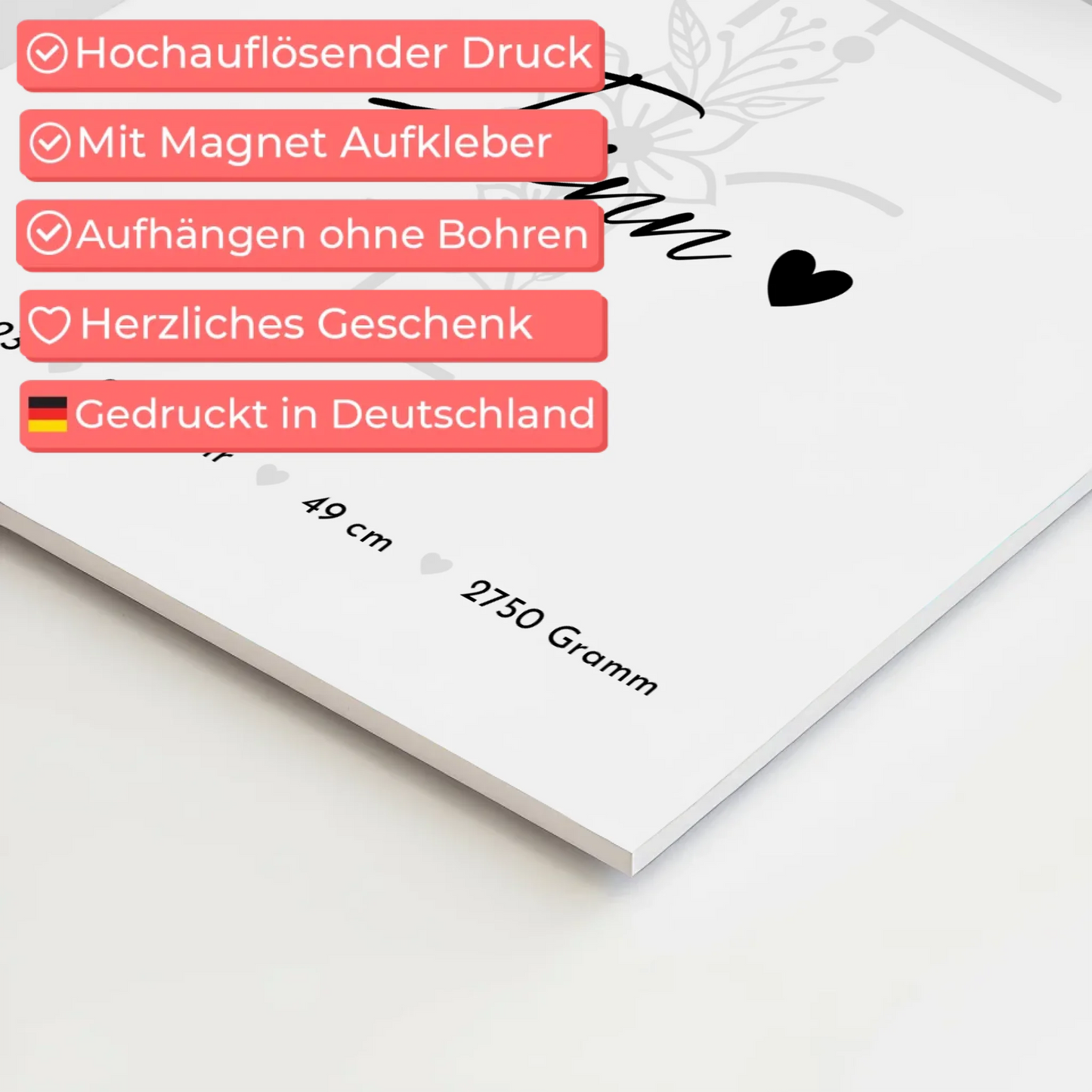 Magnetposter Baby-Fotocollage mit Geburtsdaten & Initial - Black & White 10