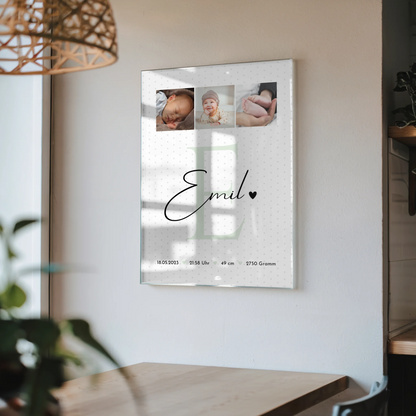 Acrylglas Mit Foto zur Geburt Baby 8 Fotos Geburtsdaten Sternchen Muster Geschenk 4