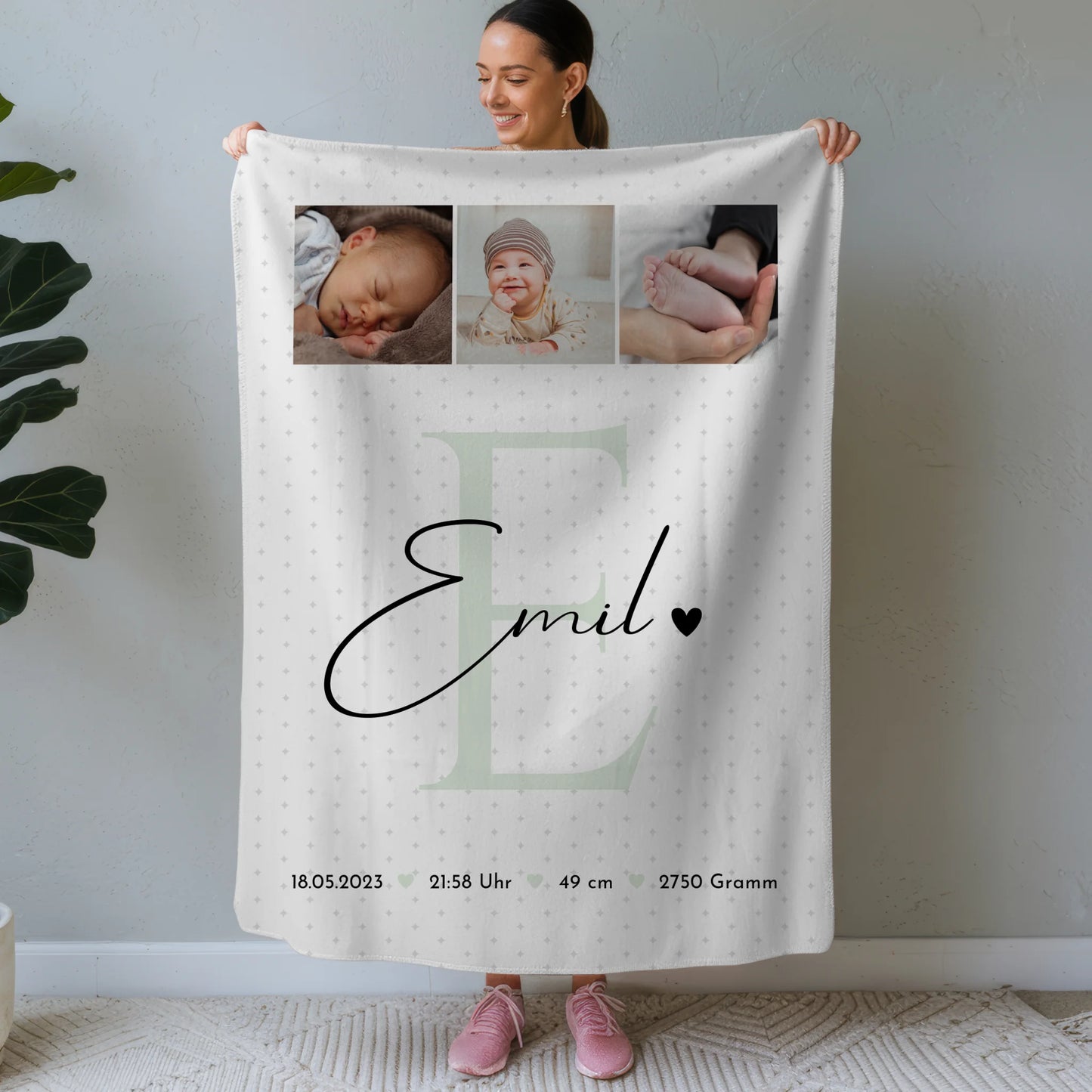 Personalisierte Babydecke Mit Namen Geburt Baby 8 Fotos Geburtsdaten Sternchen Muster 1