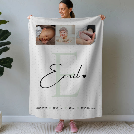 Personalisierte Babydecke Mit Namen Geburt Baby 8 Fotos Geburtsdaten Sternchen Muster 1
