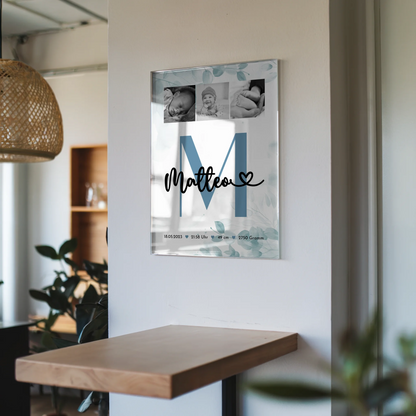 Acrylglas Mit Foto Geburt Baby Fotocollage Geburtsdaten Black White Poster 6