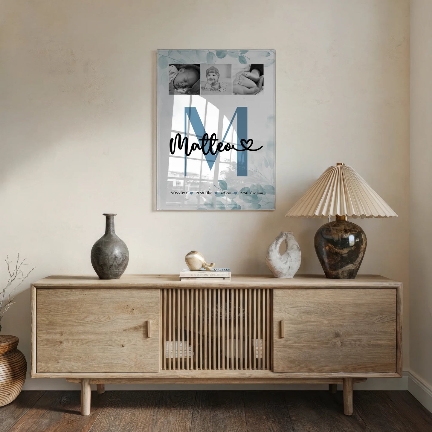 Acrylglas Mit Foto Geburt Baby Fotocollage Geburtsdaten Black White Poster 5