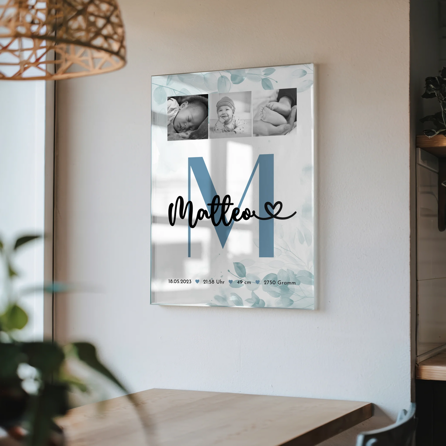 Acrylglas Mit Foto Geburt Baby Fotocollage Geburtsdaten Black White Poster 4