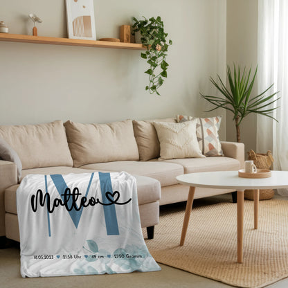 Krabbeldecke Mit Namen Und Geburtsdatum Baby Fotocollage Black White 4