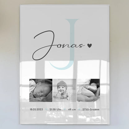 Acrylglas Mit Foto zur Geburt Baby Geburtsdaten personalisiert Black and White Fotos Geschenk 1