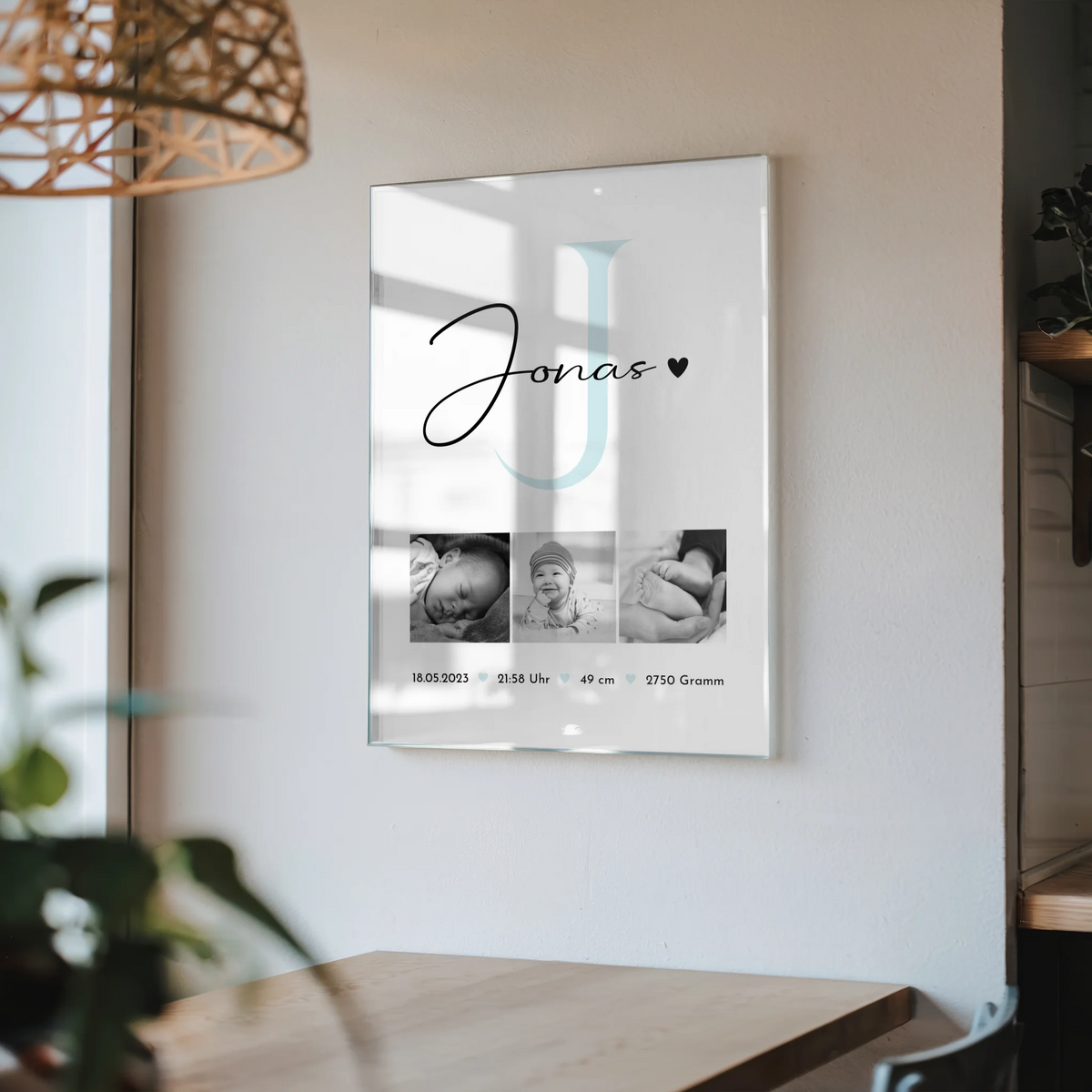 Acrylglas Mit Foto zur Geburt Baby Geburtsdaten personalisiert Black and White Fotos Geschenk 4