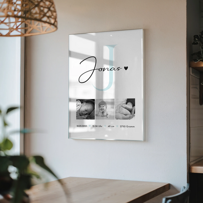 Acrylglas Mit Foto zur Geburt Baby Geburtsdaten personalisiert Black and White Fotos Geschenk 4