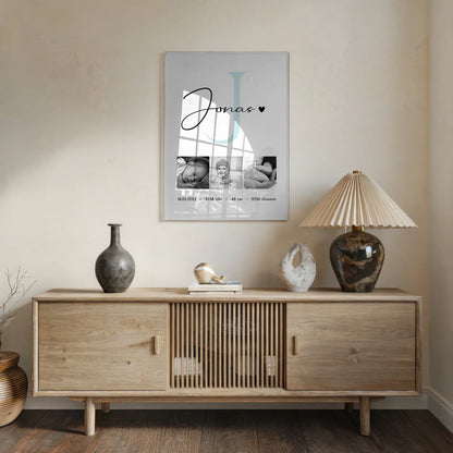 Acrylglas Mit Foto zur Geburt Baby Geburtsdaten personalisiert Black and White Fotos Geschenk 5