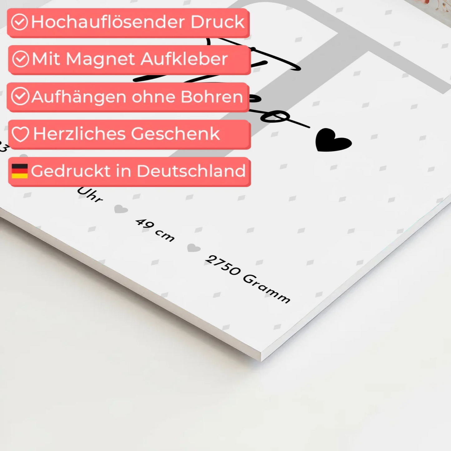 Magnetposter Fotoboard Geburt Baby Fotocollage mit Geburtsdaten Rauten Muster 4