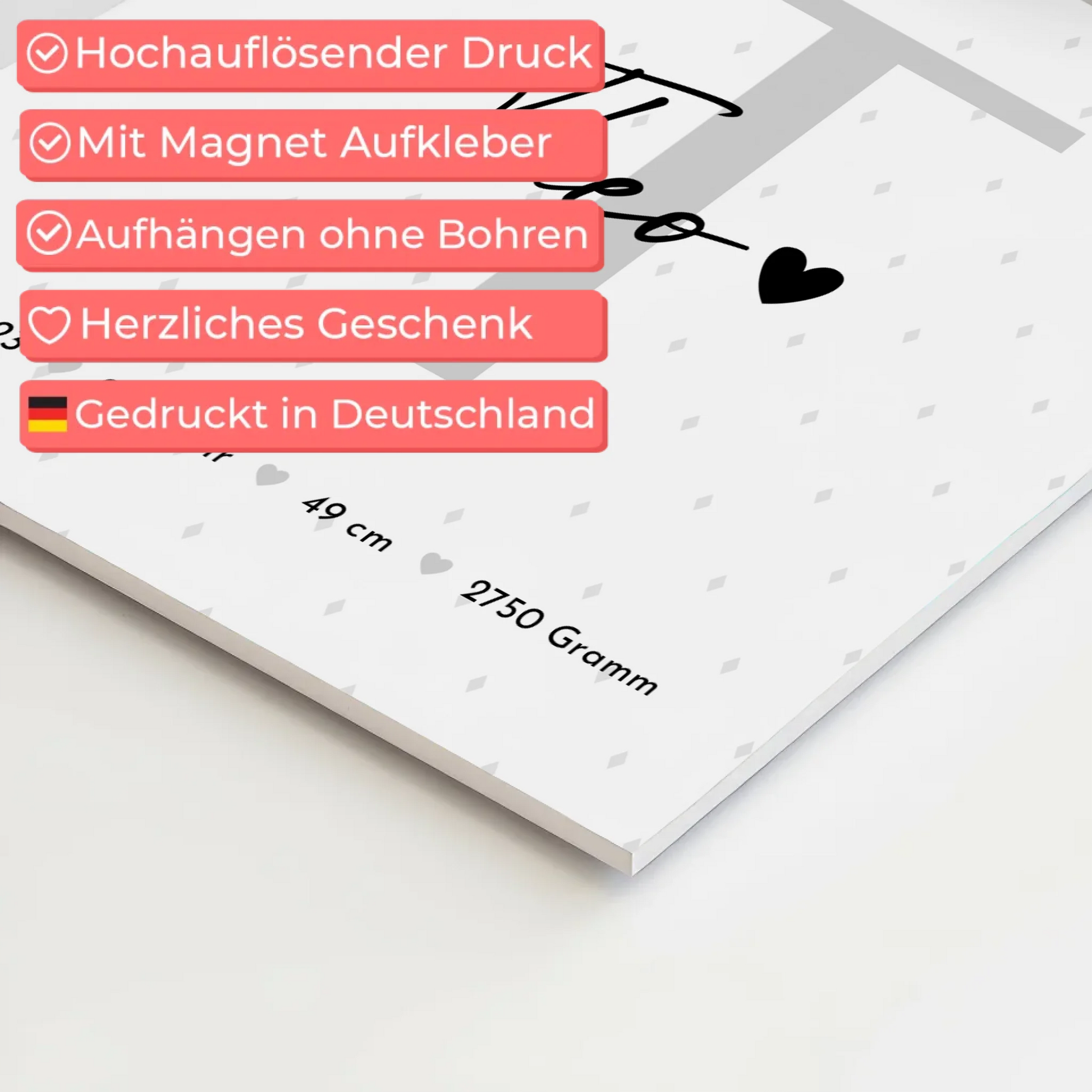 Magnetposter Fotoboard Geburt Baby Fotocollage mit Geburtsdaten Rauten Muster 10