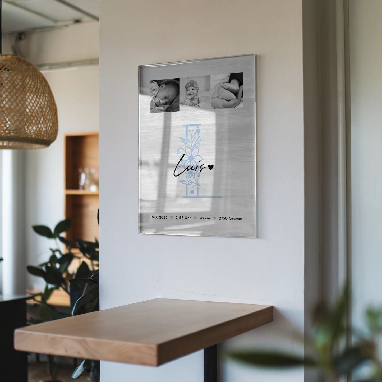 Acrylglas Mit Foto Geburt Baby 9 Fotos Geburtsdaten Black and White 6