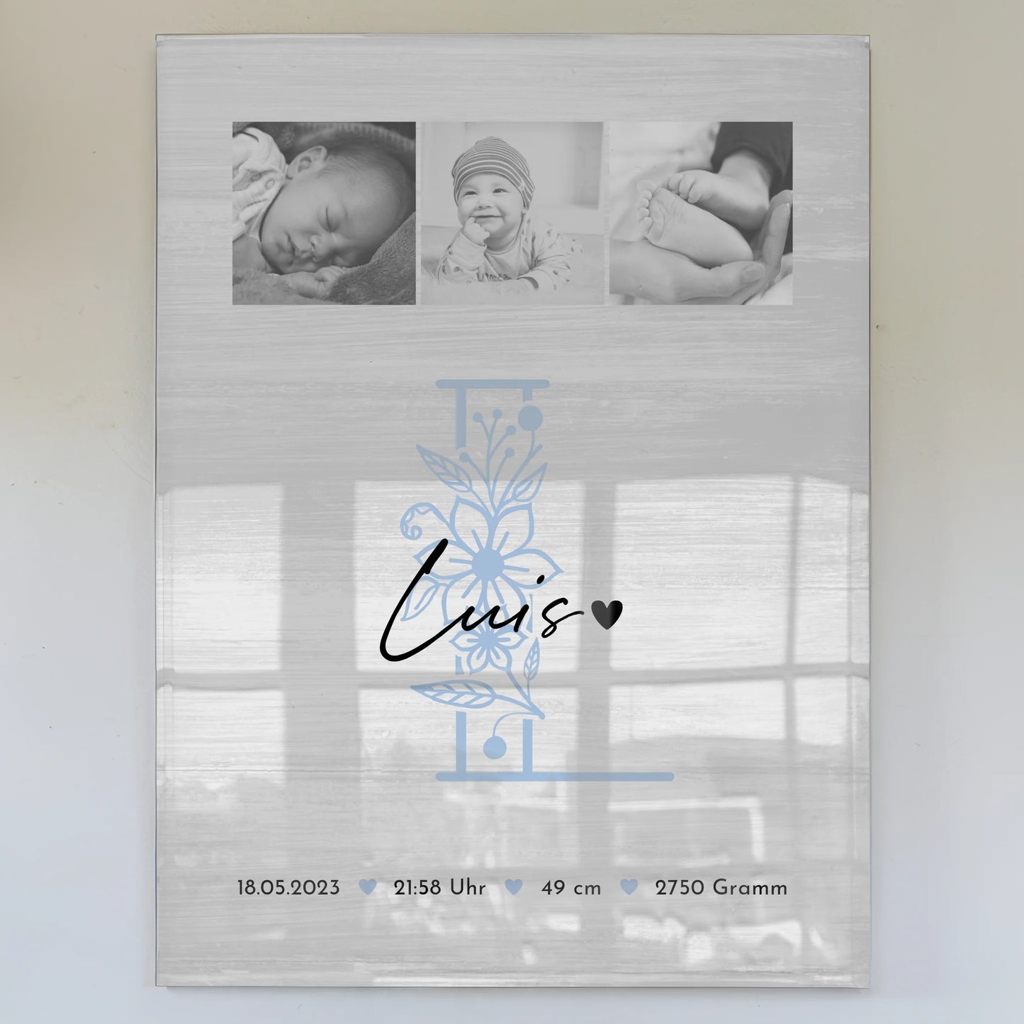 Acrylglas Mit Foto Geburt Baby 9 Fotos Geburtsdaten Black and White 1