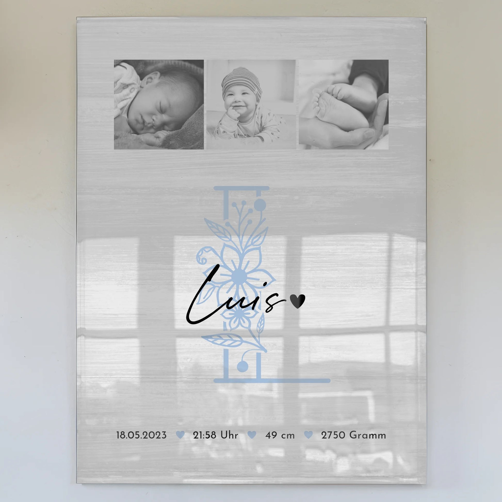 Acrylglas Mit Foto Geburt Baby 9 Fotos Geburtsdaten Black and White 1