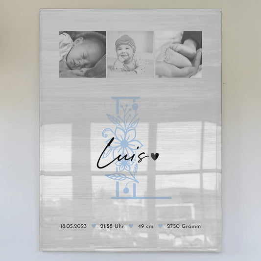 Acrylglas Mit Foto Geburt Baby 9 Fotos Geburtsdaten Black and White 1