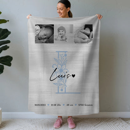 Personalisierte Babydecke Mit Namen Geburt Baby 9 Fotos Geburtsdaten Black White 1