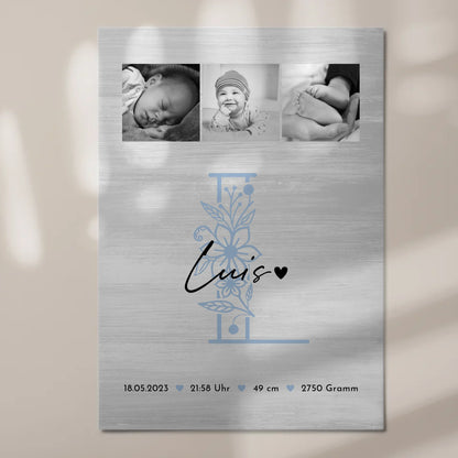 Fotoboard Magnet Poster Geburt Baby 9 Fotos Geburtsdaten Black and White 7