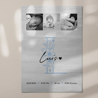 Fotoboard Magnet Poster Geburt Baby 9 Fotos Geburtsdaten Black and White
