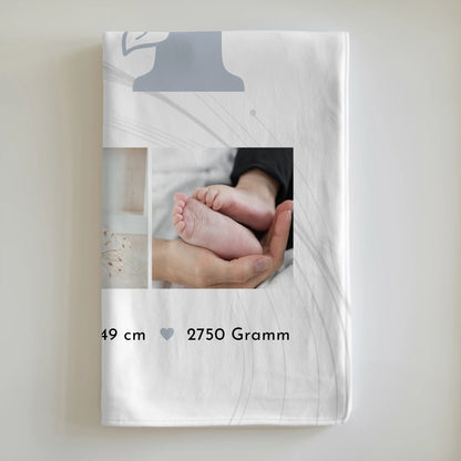 Krabbeldecke Mit Namen zur Geburt Baby Fotocollage mit Geburtsdaten Elegantes Muster 6