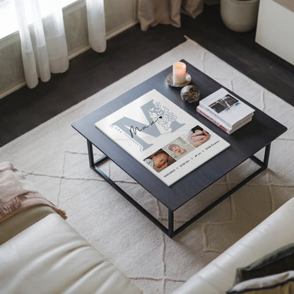Fotoboard Poster Magnetisch zur Geburt Baby Fotocollage mit Geburtsdaten Elegantes Muster 3