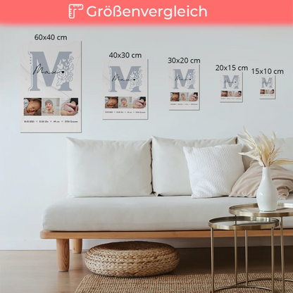 Fotoboard Poster Magnetisch zur Geburt Baby Fotocollage mit Geburtsdaten Elegantes Muster