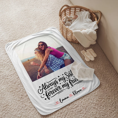 Personalisierte Decke Schwester mit Foto, Namen & eigener Spruch