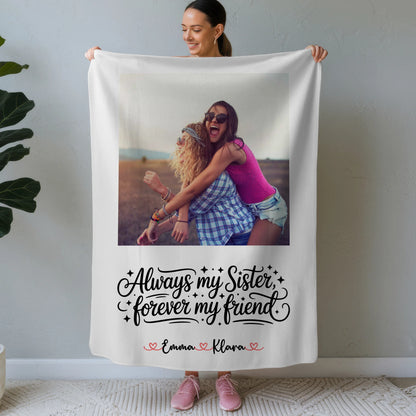 Personalisierte Decke Schwester mit Foto, Namen & eigener Spruch