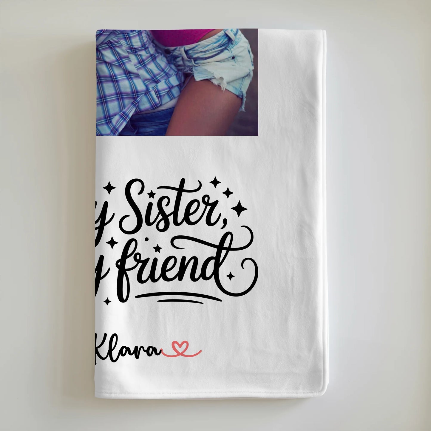 Personalisierte Decke Schwester mit Foto, Namen & eigener Spruch
