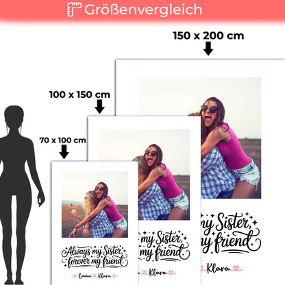 Personalisierte Decke Schwester mit Foto, Namen & eigener Spruch