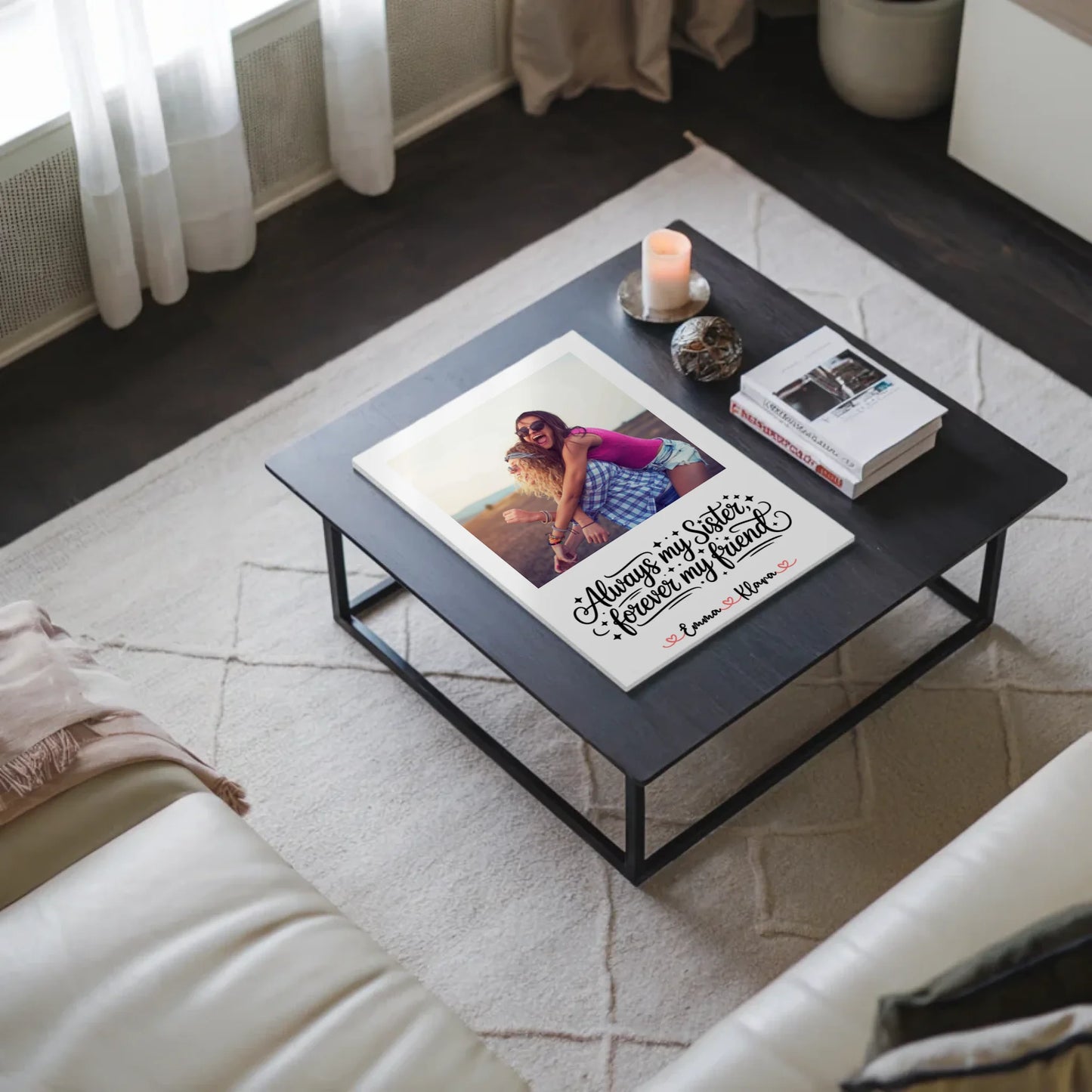 Magnet Wandbild Schwester Mit Foto & Namen Personalisiert mit Wunschtext