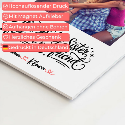 Magnet Wandbild Schwester Mit Foto & Namen Personalisiert mit Wunschtext