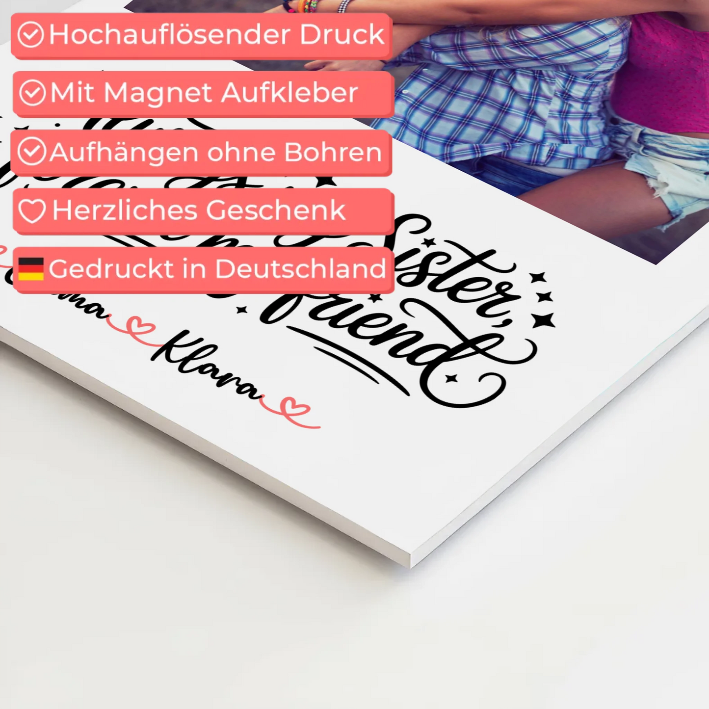 Magnet Wandbild Schwester Mit Foto & Namen Personalisiert mit Wunschtext