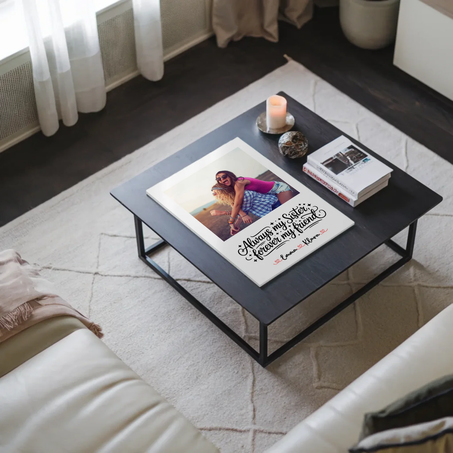 Magnet Wandbild Schwester Mit Foto & Namen Personalisiert mit Wunschtext