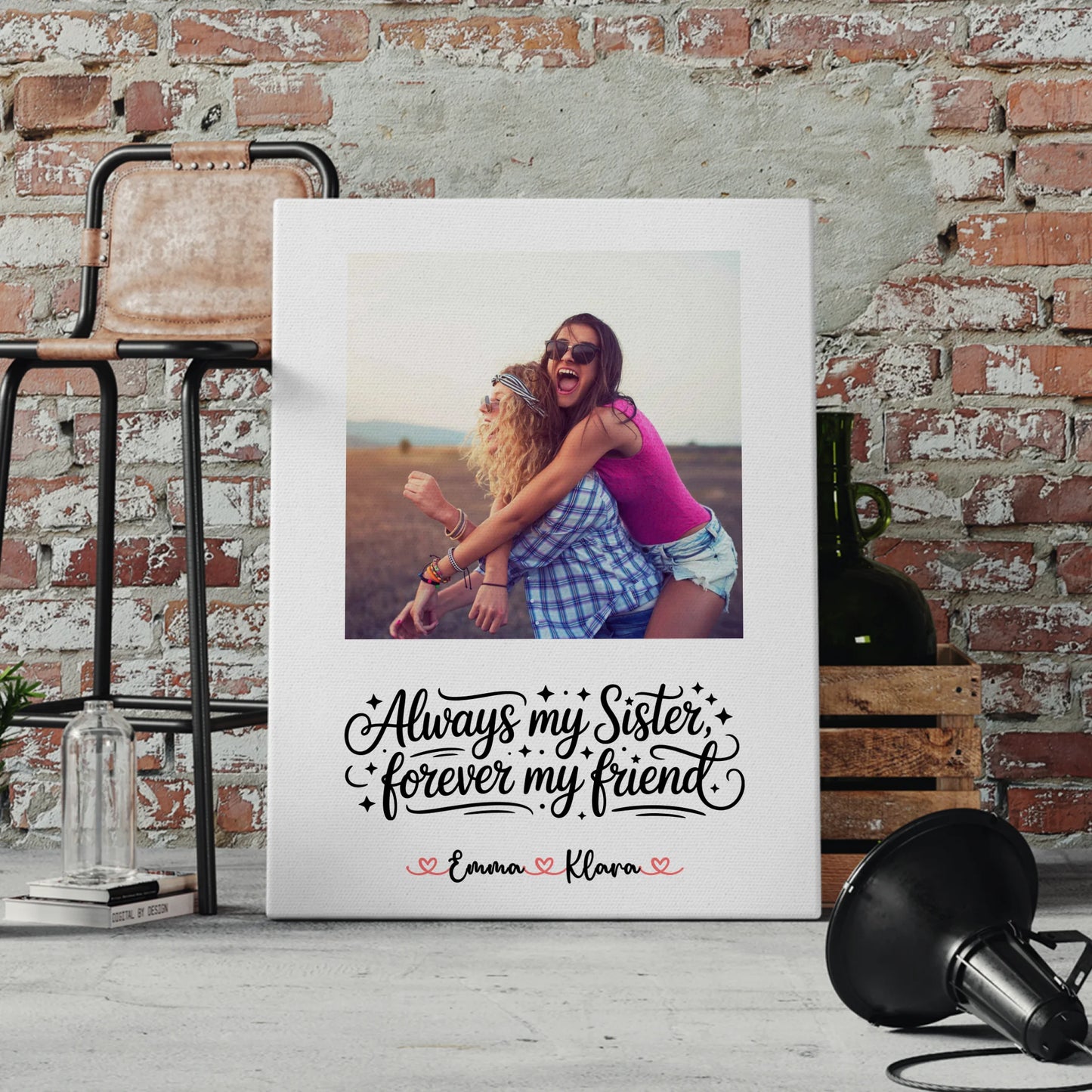 Leinwand Schwester personalisiert: Mit Foto & Namen und eigenem Spruch